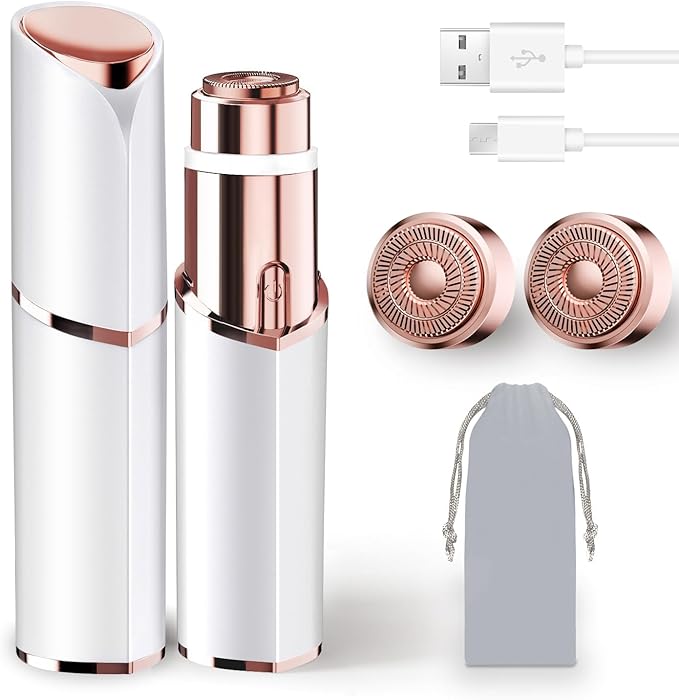 Facial Hair Removal for Women, Portable Lady Shaver, Rechargeable Painless Hair Remover for Face, Upper Lips, Chin, Peach Fuzz