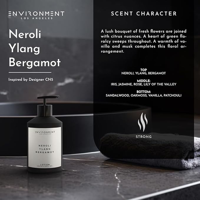 ENVIRONMENT Inspired by Designer Perfume CN5 Lotion, 300ml Luxury Scented Lotion (Neroli | Ylang | Bergamot) Bathroom Luxury, Men & Women High-End Body Lotion, Hand Cream, Dry Skin Treatment