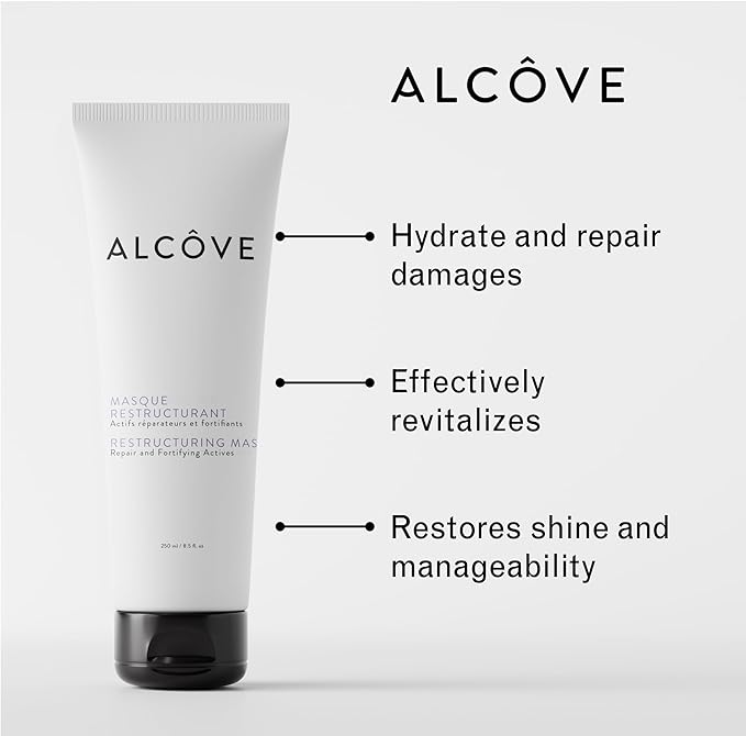 Alcôve - Restructuring Mask - Revitalizes & Offers Manageability - Deep Conditioning Hair Mask Made with Avocado & Moringa Oils - Hydrate, Repair, and Fortify Damaged Hair - Color-Safe - Vegan - 8.5oz