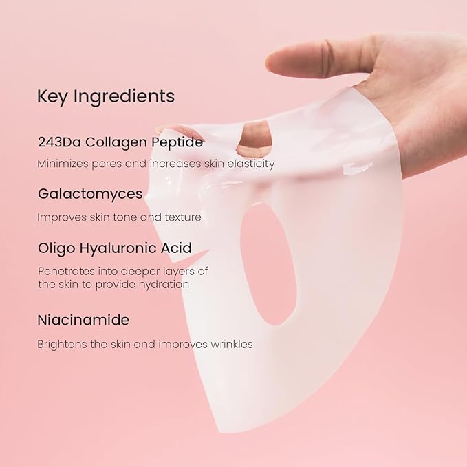 BIODANCE Bio-Collagen Real Deep Mask, Hydrating Overnight Hydrogel Mask, Pore Minimizing, Plumping, Elasticity Improvement, Korean Skincare | 1.19oz(34g) x 16ea