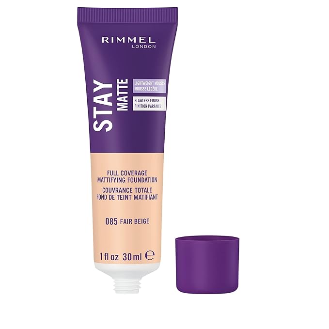 Rimmel London Stay Matte Liquid Mousse - 085 Fair Beige - Foundation, Lightweight, Shine Control, Oil-Free, 1oz