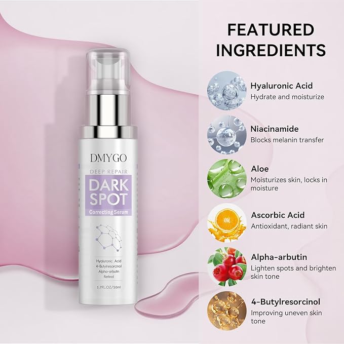 Dark Spot Remover for Face, Dark Spot Corrector for Age Spot Sun Spot Brown Spot Melasma Uneven Skin Tone, with Vitamin C and Hyaluronic Acid for Women and Men, 1.7 FL OZ