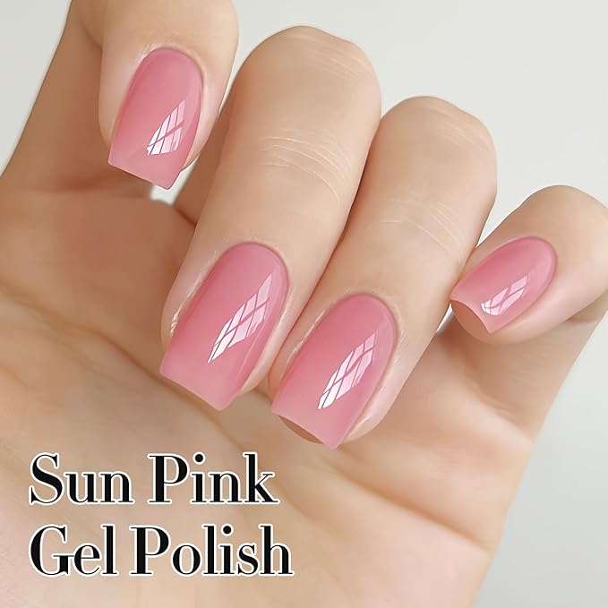 Double Rhythm Gel Polish Translucent Sheer Neutral Natural Light Milky Same Color Same Bottle 15ML Jelly Polish Art DIY at Home (Sheer Pink-A1386)