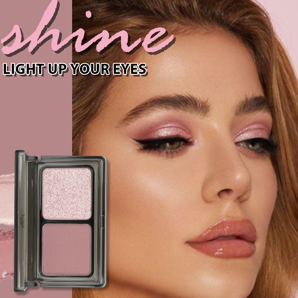 AMY'S DIARY 2 Color Mauve Rose matte +Champagne Pink Shimmer Eyeshadow Palette – Shimmer matte Rose Pink eye shadow for Eye Makeup, Long-Lasting & Highly Pigmented, Vegan & Cruelty-Free