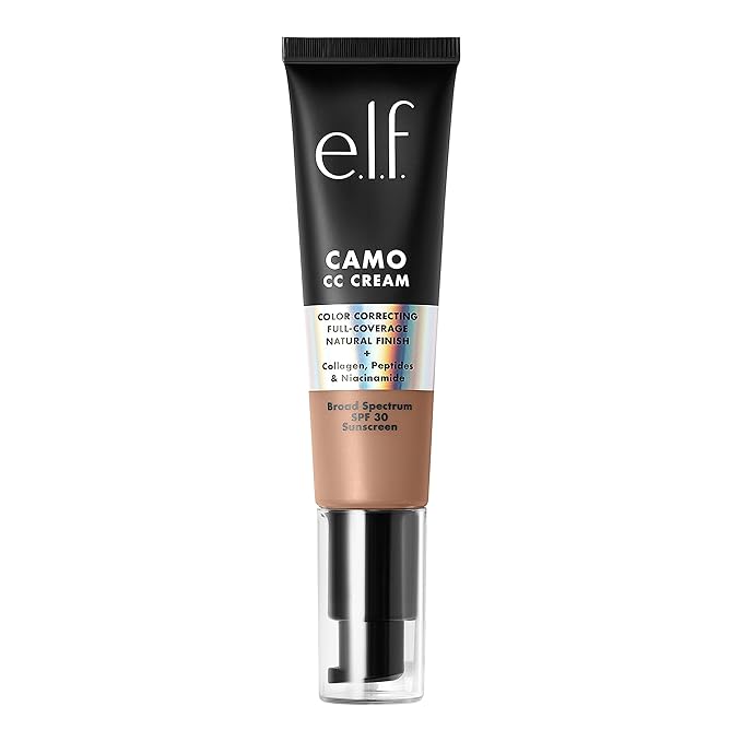 e.l.f. Camo CC Cream, SPF 30 Color-Correcting Medium-To-Full Coverage Face Foundation, Delivers An Airbrushed Finish, Vegan & Cruelty-Free, Tan 415 C