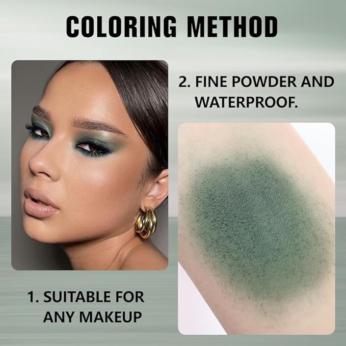 evpct Dark Green Matte Single Eyeshadow Palette, Forest Green Cream Eye Shadow Palette Makeup Singles for Older Women Matte, High Pigment Long Lasting Mini Monochrome Eyeshadow Sombra Para Ojos, 16