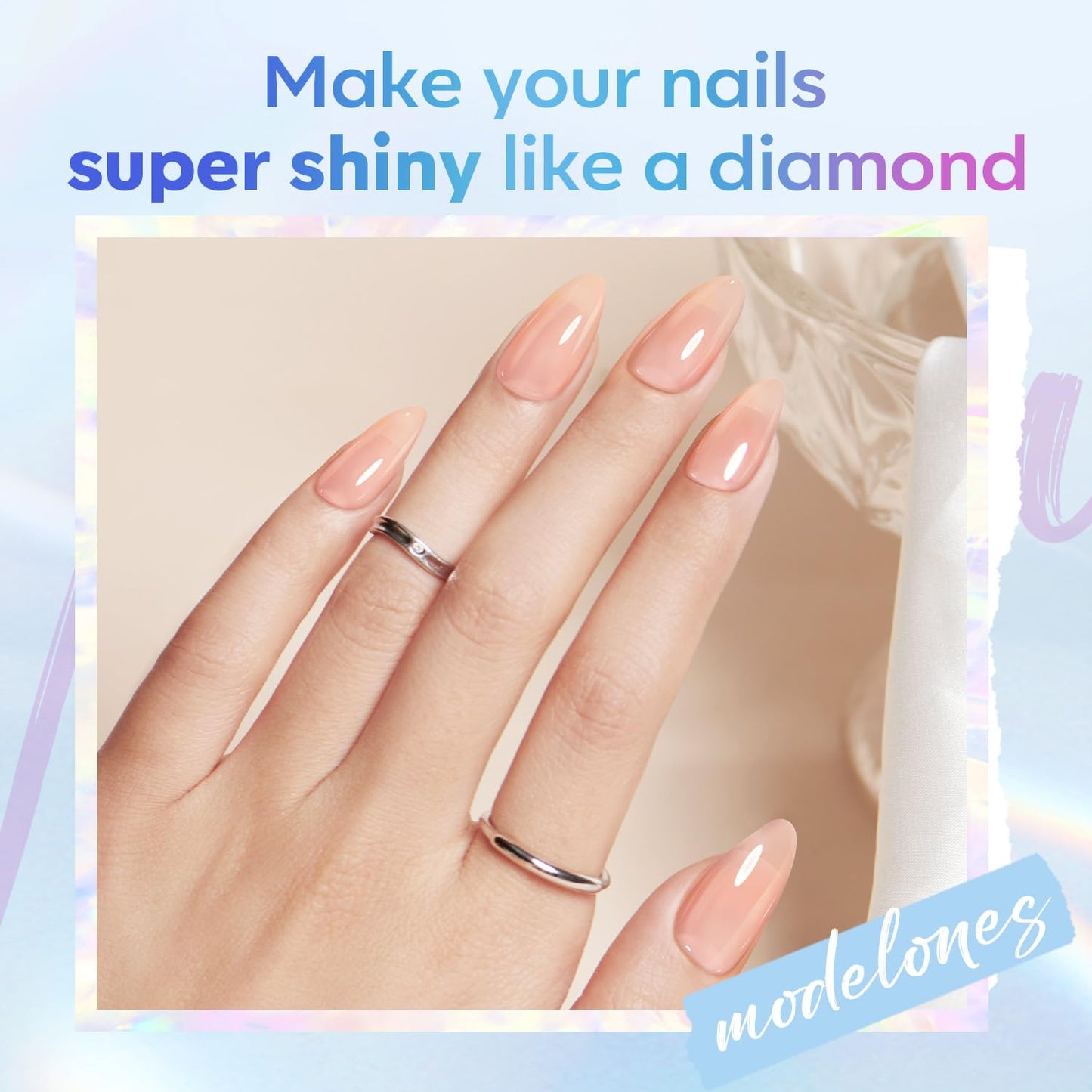 modelones Gel Top Coat, 15 ml 2025 Upgrade Super Shiny Base and Top Coat Set, Soak Off Nail Lamp Acid Free No Wipe Clear Base Top Gel Nail Polish