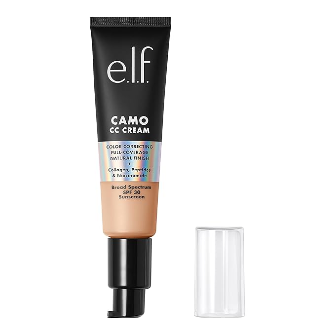 e.l.f. Camo CC Cream, SPF 30 Color-Correcting Medium-To-Full Coverage Face Foundation, Delivers An Airbrushed Finish, Vegan & Cruelty-Free, Light 250 W