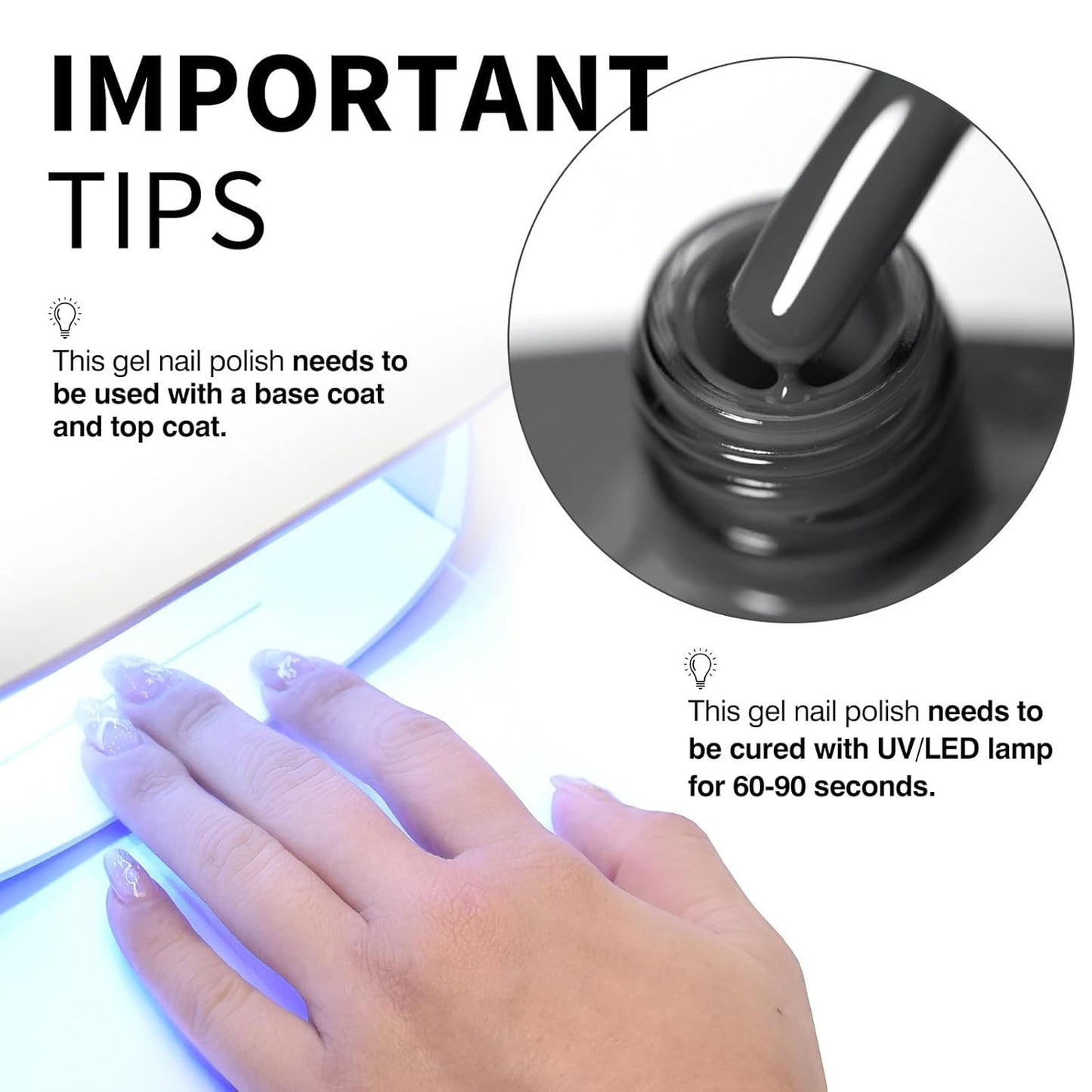 CANNI Gray Gel Nail Polish, 1Pcs Grey Nail Polish Gray Color High Gloss Soak Off U V Gel Nail French Nail Manicure Salon DIY