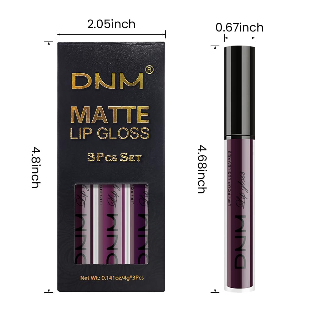 evpct 3Pcs Dark Purple Mauve Plum Maroon Matte Liquid Lipstick Lip Stain Sets for Women Matte+Lipstick Long Lasting Permanent 24 hr Hours Magic Lipstick 24 Hours original Waterproof 22#