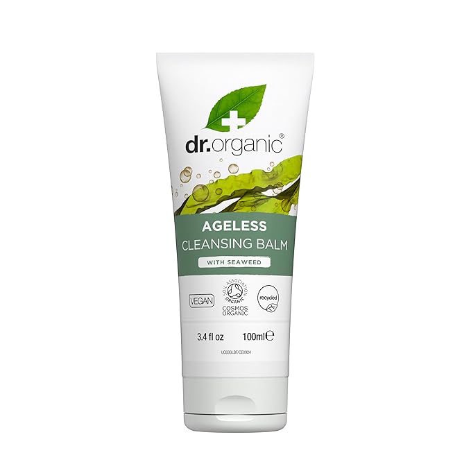 Dr. Organic Ageless Cleansing Balm with Seaweed | Moisturizing, Gentle, Removes Impurities, Certified Organic, Paraben & SLS-Free, Natural, Vegan, 100 ml / 3.4 fl oz