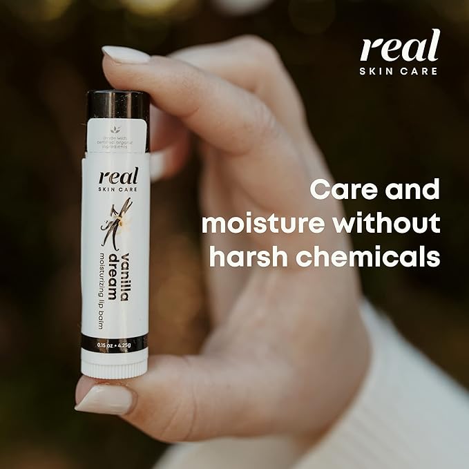 Organic Lip Balm With Coconut Oil | Handmade In the USA | Vanilla Dream 4-Pack | Natural Lip Balm | Coconut Oil Lip Balm for Dry & Cracked Lips | Beeswax Lip Balm | 4 Lip Balm Pack