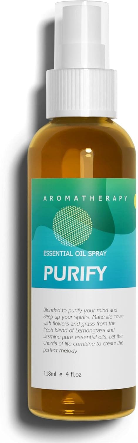 Benatu Jasmine Lemongrass Essential Oil Blend Spray for Body and Hair, Multi-Use Natural Scent Aromatherapy Room Mist for Pillow, Linen, Bedding, Fabric, Car 4 fl oz