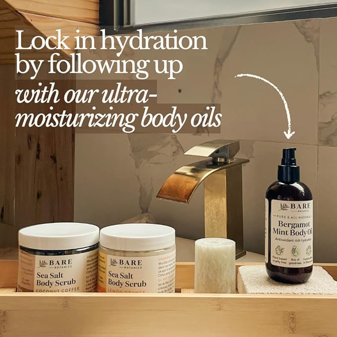 Bare Botanics Lavender Grapefruit Body Scrub 24 oz - Naturally Scented Himalayan Salt Scrub Made in Madison WI - Formulated w/Skin Loving Moisturizers - Cruelty Free Exfoliator w/a Cute Wooden Spoon