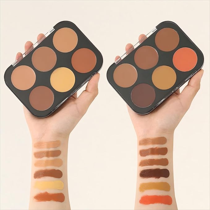 Corlo Contour Palette Concealer Correct, 6 Colors Cream Concealer Full Coverage Foundation Palette for Dark Circles Makeup (Dark)