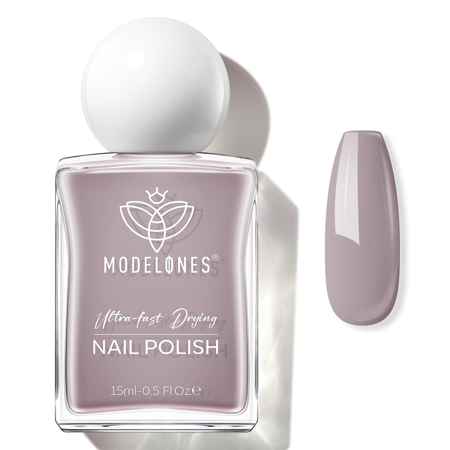 modelones Gray Nail Polish, Light Grey 15 ml Quick Dry Nail Lacquer Strengthener Long Last Shine Fingernail Toe Nail Art DIY Home Travel Manicure Gift for Women Girls 0.5 Fl Oz