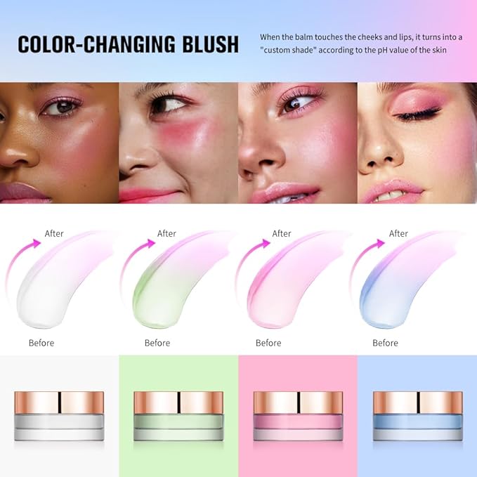 Color Change Blush Clear Liquid Blush Cream Moisturizing Blusher Halo dyeing naturally Blush Rouge Multi-use Makeup Cream For Cheeks Face Lips Waterproof Blush Gel Lip Oil (#1)