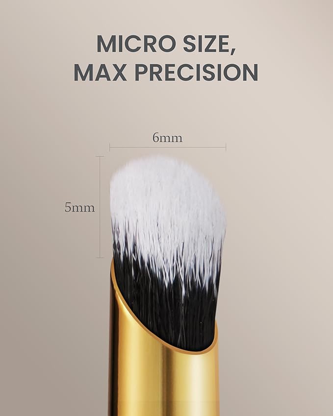 Desert Oak Series MicroBlur Tap Concealer - 6mm Finger-Tip Precision Brush for Tear Troughs & Acne Spots, Vegan Nylon, Bubinga Handle (CM 199)