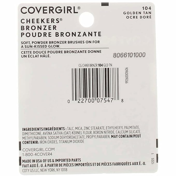 Cover Girl cheekers Bronzer 104 Golden Tan .12 oz