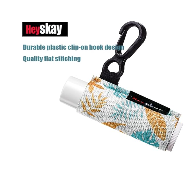 Lip Balm Holder Sleeves Keychain Chapstick Elastic Sleeves (white dots/wave strip/heard shape), 3 Count (Pack of 1)