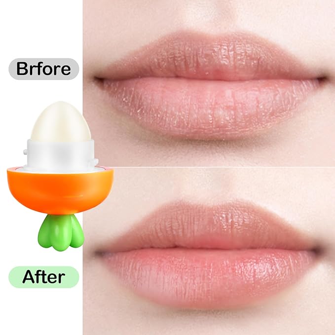 KISSIO Lip Balm,Carrot Lip Balm,Lip Care with B5 Panthenol,Macadamia Seed Oil and Olive Oil,Moisturize and Soothe Dry Chapped Lips,Make Lips Soft,Cruelty Free,0.12 oz(03#Carrot)