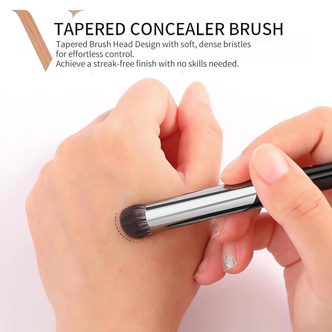 DUcare Tapered Small Concealer Brush Under Eye, Nose Contour Brush Mini Makeup Brushes Ideal for Liquid, Cream, and Powder Concealer(V03)