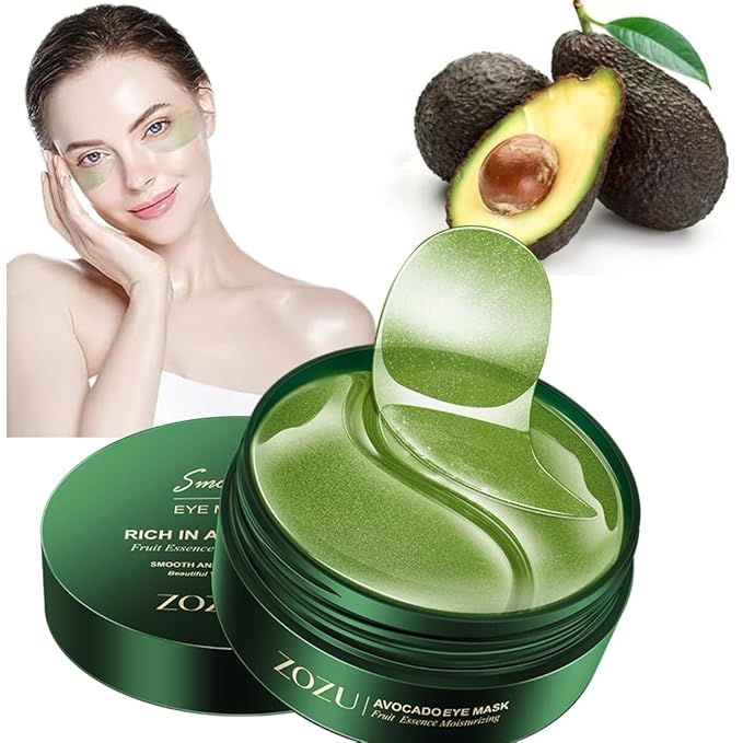 Eye Mask 60 Pcs, Under Eye Patches for Dark Circles and Puffiness, Lighten Fine Lines and Eye Bags,Water Replenishing Eye Treatment Mask (Avocado Eye Mask)