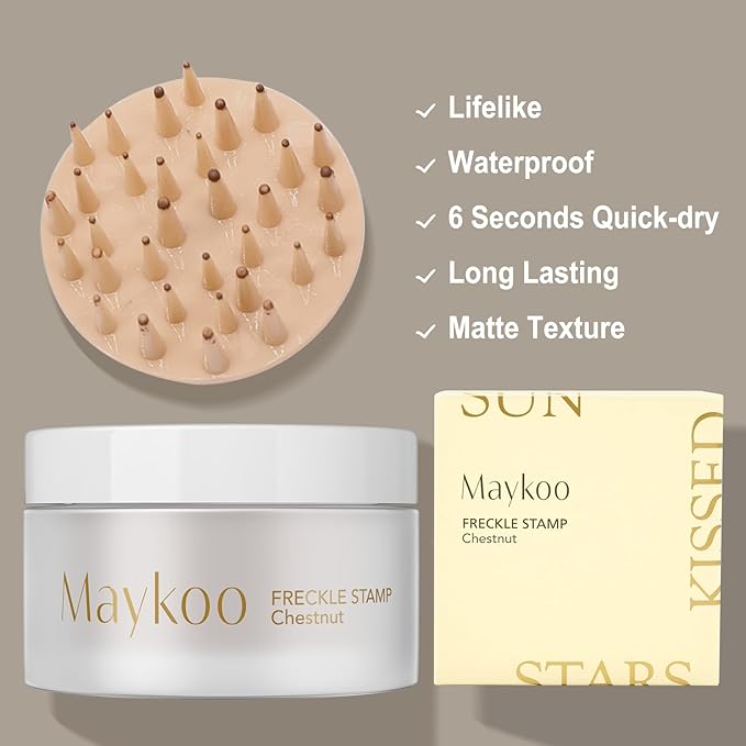 Freckle Stamp Natural Like Freckle Pen Makeup Fake Freckles Cushion Waterproof Long Lasting Quick Dry, Get Sun-kissed Stars Makeup Freckle in One Press, Chestnut, 15g