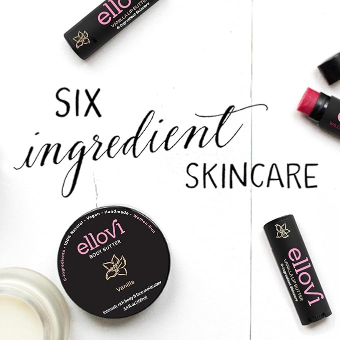 Natural Lip Butter Lip Balm - Vanilla - Pure Enough to Eat - Made With Just 6 Vegan Ingredients - 100% Natural & Organic Moisturizing Lip Care for All Day Hydration (Single)