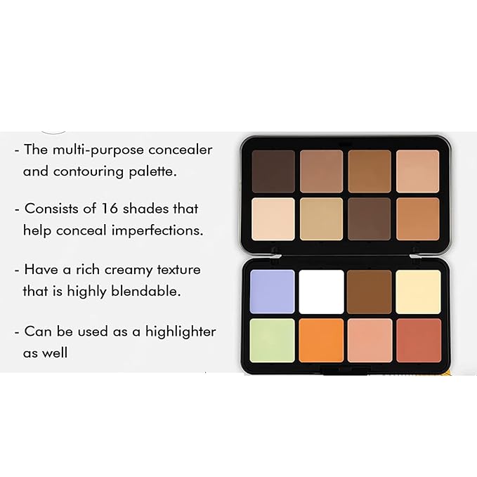 Color Correcting Concealer Palette, Contouring Foundation Creamy Contour Multi-Palette with 8 Makeup Brush Set for Foundation Powder Concealers Eyeshadows Blush Makeup, Vegan, Cruelty Free