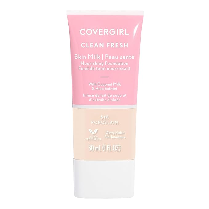 COVERGIRL Clean Fresh Skin Milk Foundation, Hydrating Foundation, Vegan, 1 Count, (packaging may vary)