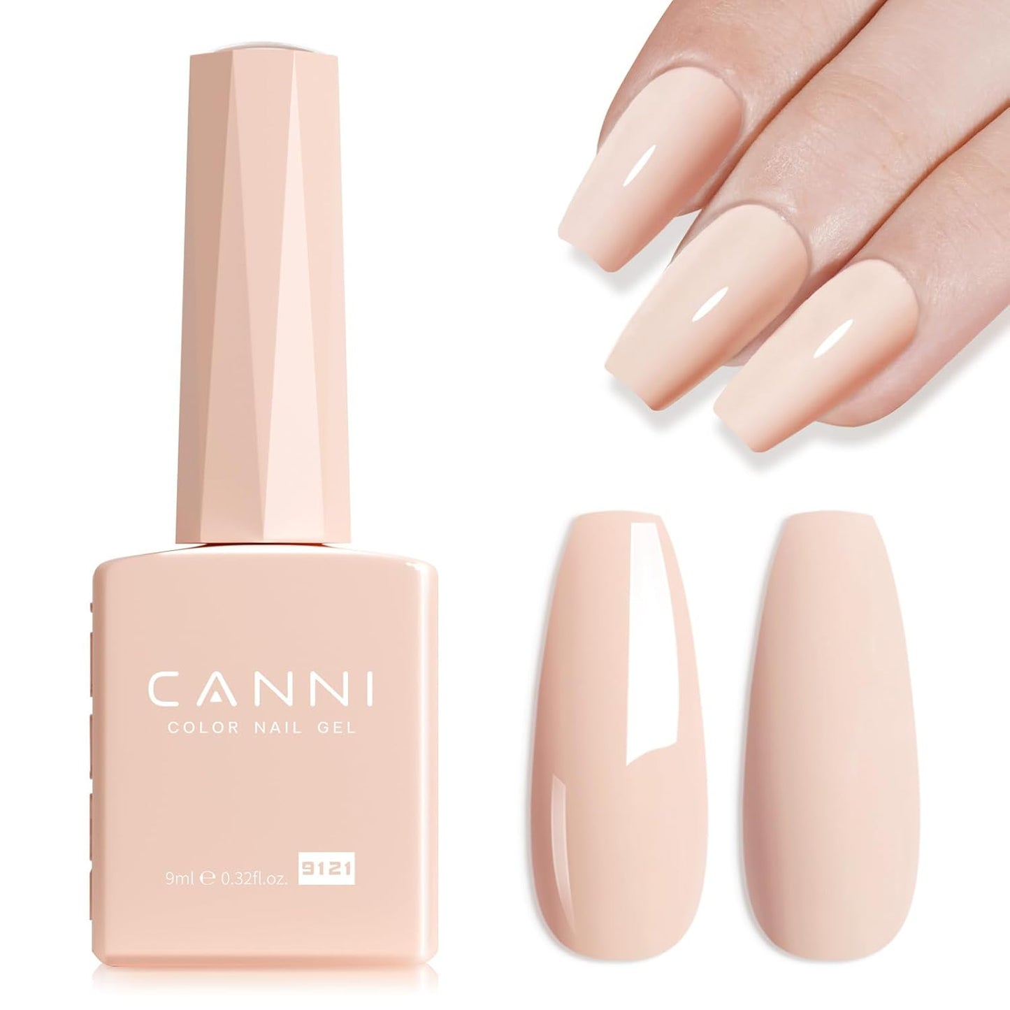 CANNI Nude Pink Gel Nail Polish – 0.3oz Sheer Skin Tone Color, Glossy Soak-Off UV/LED Nail Gel for Natural French Manicure, DIY & Salon Use