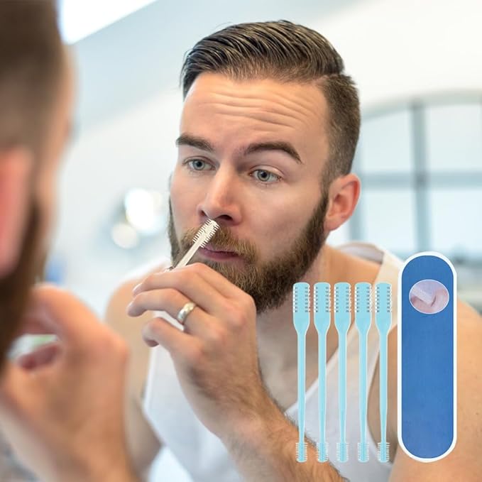 Nasal Hair Cutter, 2025 Upgraded Double Sided Noses Hairs Knife, 360° Rotating Portable Manual Nose Hair Trimmer, Noses Hairs Remover for Women Men Travel Essentials (Pink, 3 Pcs)