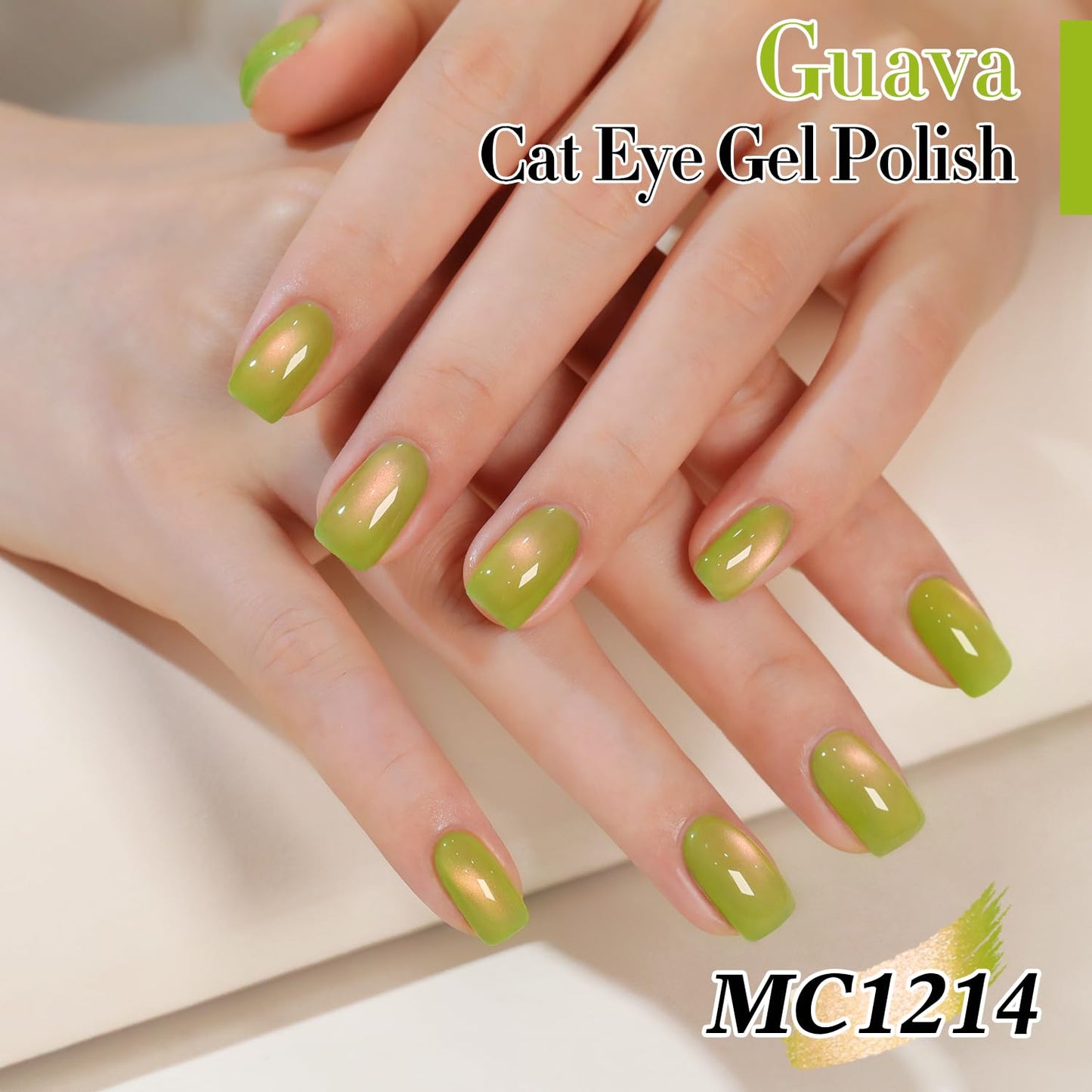 Double Rhythm 0.5 OZ Cat Eye Gel Polish with Magnet 15ML Holographic Glitter Shimmer Translucent Jelly Color Magnetic Nail Polish Salon DIY at Home (Green Pink-MC1214)