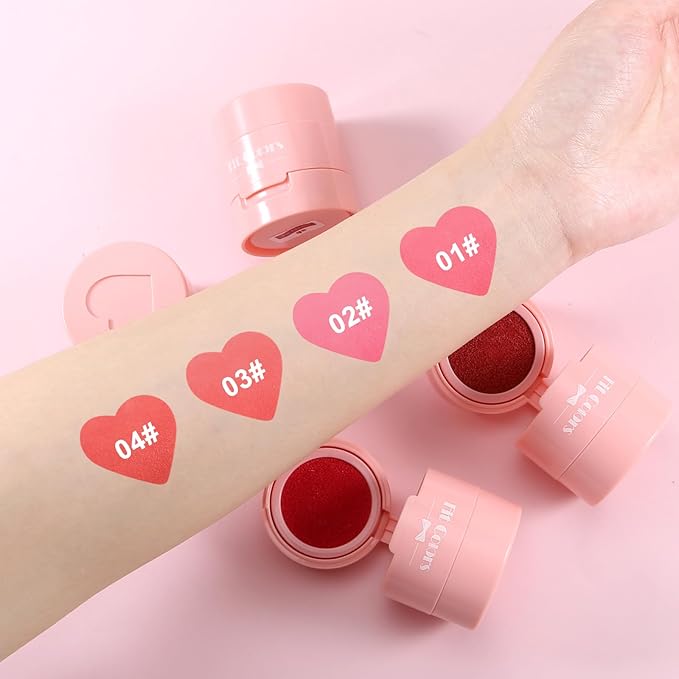 Boobeen Liquid Blush for Cheeks, Buildable & Blendable Face Blusher, Cheek Stamp Blush with Heart-shaped Applicator, Lightweight Air Cushion Blush for Velvet Matte Finish