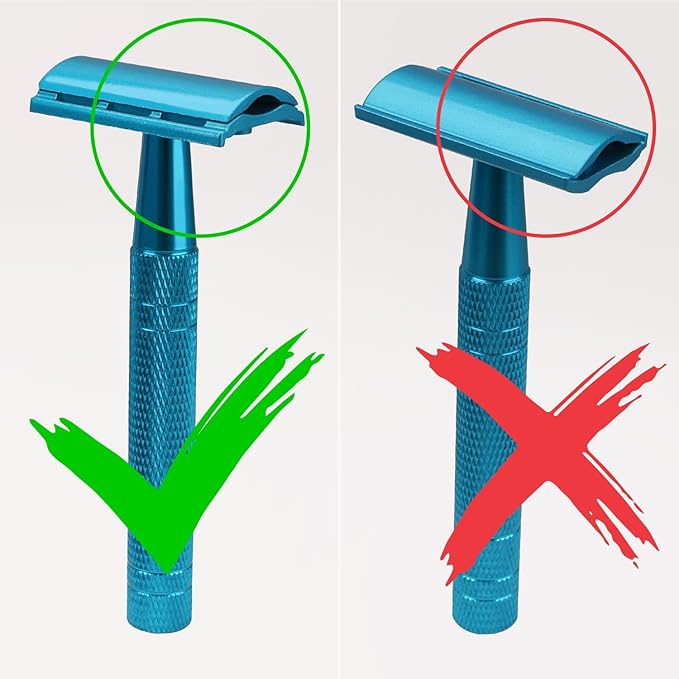 Double Edge Safety Razor, Single Blade Razors for Men and Women, with 10 Stainless Steel Safety Razor Blades, Smooth and Close Wet Shaving, Plastic Free, Blue