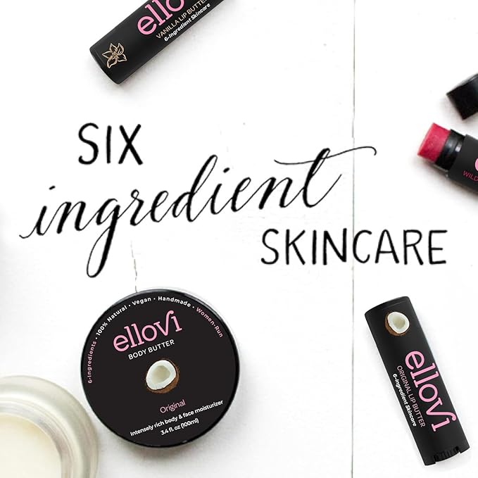 Natural Lip Butter Lip Balm - Original - Pure Enough to Eat - Made With Just 6 Vegan Ingredients - 100% Natural & Organic Moisturizing Lip Care for All Day Hydration (4-Pack)