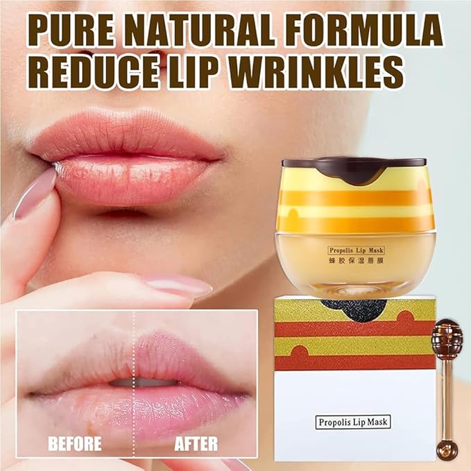 Bee Lip Balm Honey Pot,Honey Lip Mask Propolis Moisturizing Lip Balm with Stick,Propolis Moisturizing Honey Lip Balm,Hydrating & Prevention Dry and Cracked Lip,Lip Care Products