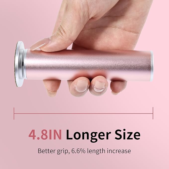 4.8IN Longer Electric Foot Callus Remover with 80pcs Sandpaper Discs, Professional Aluminum Callus Remover for Feet, Stepless Speed Control Pedicure Tools for Dead Skin (Pink)