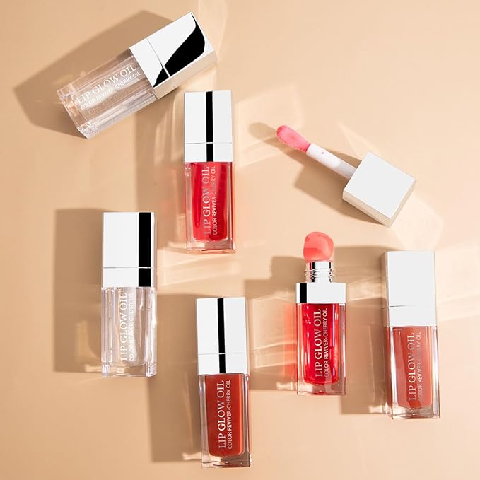 Lip Glow Oil Long Lasting Plumping Transparent Lip Balm Moisturizing Lip Oil Repairing Lip Lines and Prevents Dry Cracked for Lip Care and Dry Lips (Set-B)