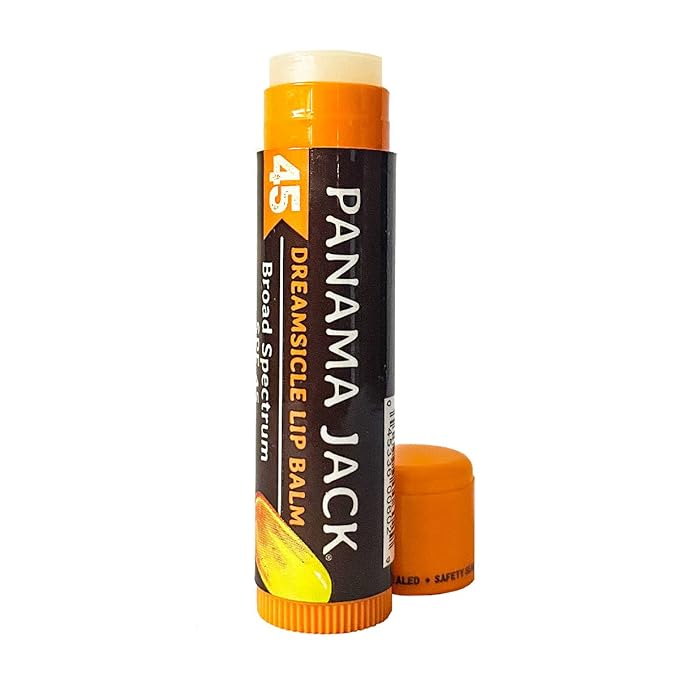 Panama Jack Sunscreen Lip Balm - SPF 45, Flavor Pack, Broad Spectrum UVA-UVB Sunscreen Protection, Prevents & Soothes Dry, Chapped Lips (Dreamsicle/Vanilla)