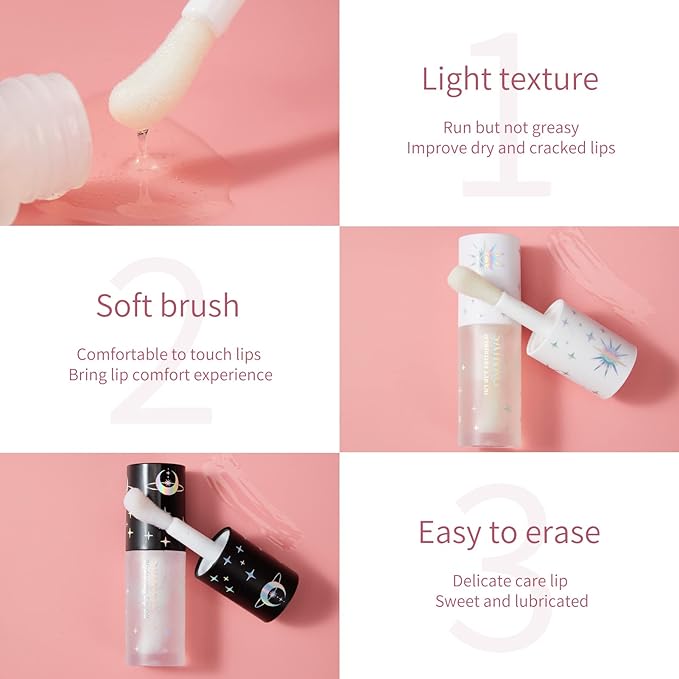 DAY&NIGHT LIP OIL SET, Natural Coconut Lip Plumper & Coffee Lip Care Serum,Hydrating Lip Plumper Gloss (3ml*2)