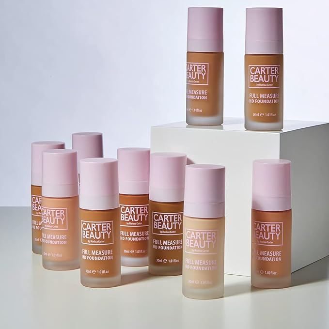 Carter Beauty Full Measure HD Foundation - Lightweight, Full Coverage Matte Formula - Water-Based, Super Soft Skin Perfector - Vegan And Cruelty Free, Paraben And Sulfate Free - Truffle - 1.01 OZ