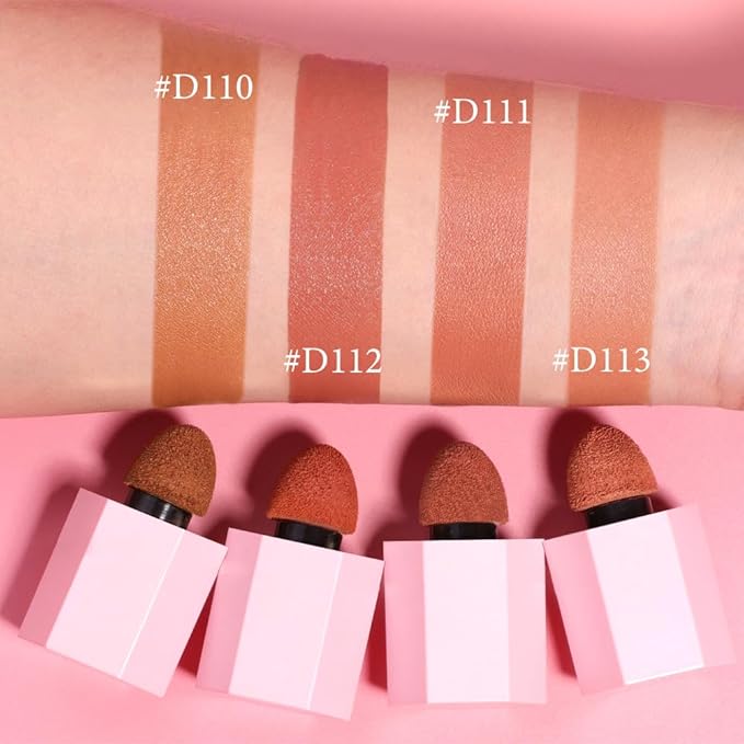 evpct 2Pcs Soft Cream Velvet Liquid Blush Makeup for Cheeks Lips, Moisturizing Lightweight Blendable Feel Waterproof Long-Wearing Smudge Proof Natural Matte Finish Looking Dewy Cheek Tint D110 & D112