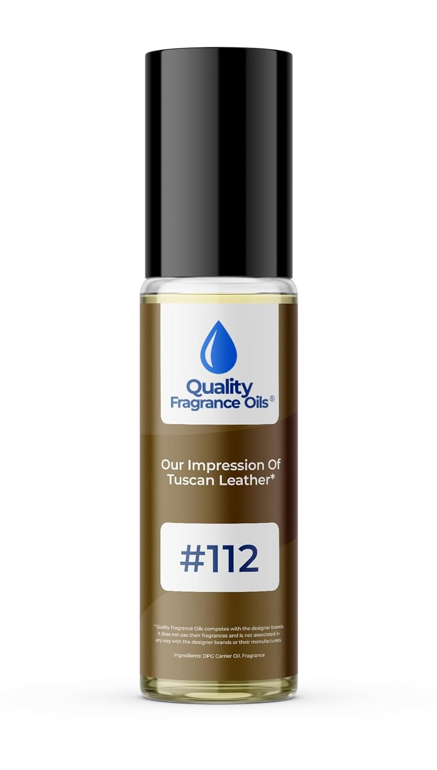 Quality Fragrance Oils' Tuscan Leather Impression #112 | Long-Lasting Perfume Oil, Alcohol-Free, Strong Scent, 10ml Roll-On | Affordable Alternative to Designer Fragrances