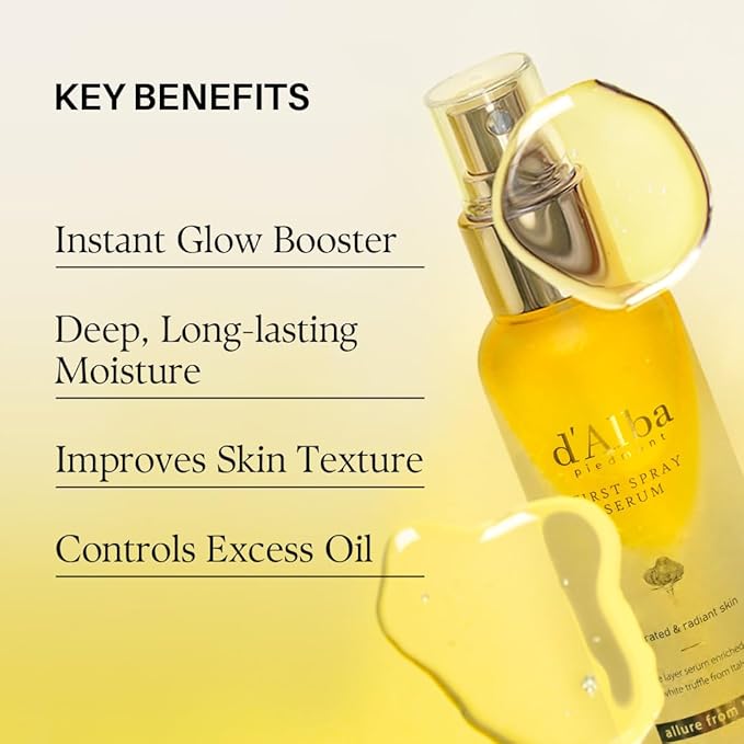d'alba Piedmont Italian White Truffle First Spray Serum, Vegan Skin Care, Hydrating Face Moisturizer, Glow Serum for Radiant Skin, Non Comedogenic, All In One Mist (1.69 fl oz.)