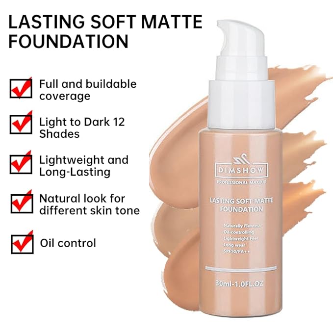 Flawless Matte Liquid Foundation Makeup, Vegan & Cruelty-Free, Liquid Oil-Free Foundation Face Makeup for Combination & Oily Skin, Longwear Medium-Full Coverage (04, 30ml)