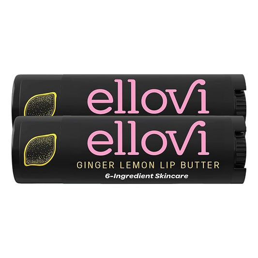 Natural Lip Butter Lip Balm - Ginger Lemon - Pure Enough to Eat - Made With Just 6 Vegan Ingredients - 100% Natural & Organic Moisturizing Lip Care for All Day Hydration (2-Pack)