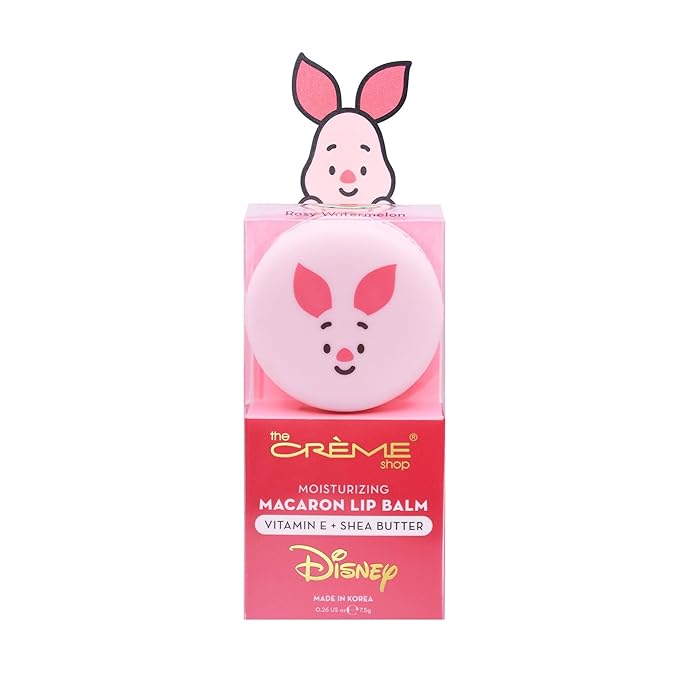 The Crème Shop x Disney Macaron Lip Balm Winnie The Pooh Lemon Honeycomb Crème Korean Scented Pocket Portable Vitamin E Shea Butter (Piglet (Rosy Watermelon))
