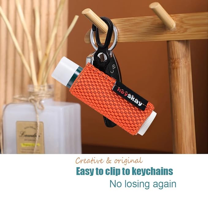 5PCS Lip Balm Holder Lipstick Sleeves Keychain Lip Gloss Holder Keychain Chapstick Elastic Sleeves Bulk(Black/Orange/Yellow/Light blue/Watermelon)